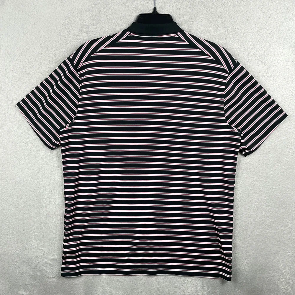 Nike Polo Shirt Mens Medium Black Striped Georgia Bulldogs NCAA UGA Dri-Fit Golf